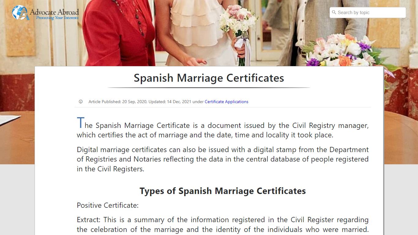 Spanish Marriage Certificates - Advocate Abroad