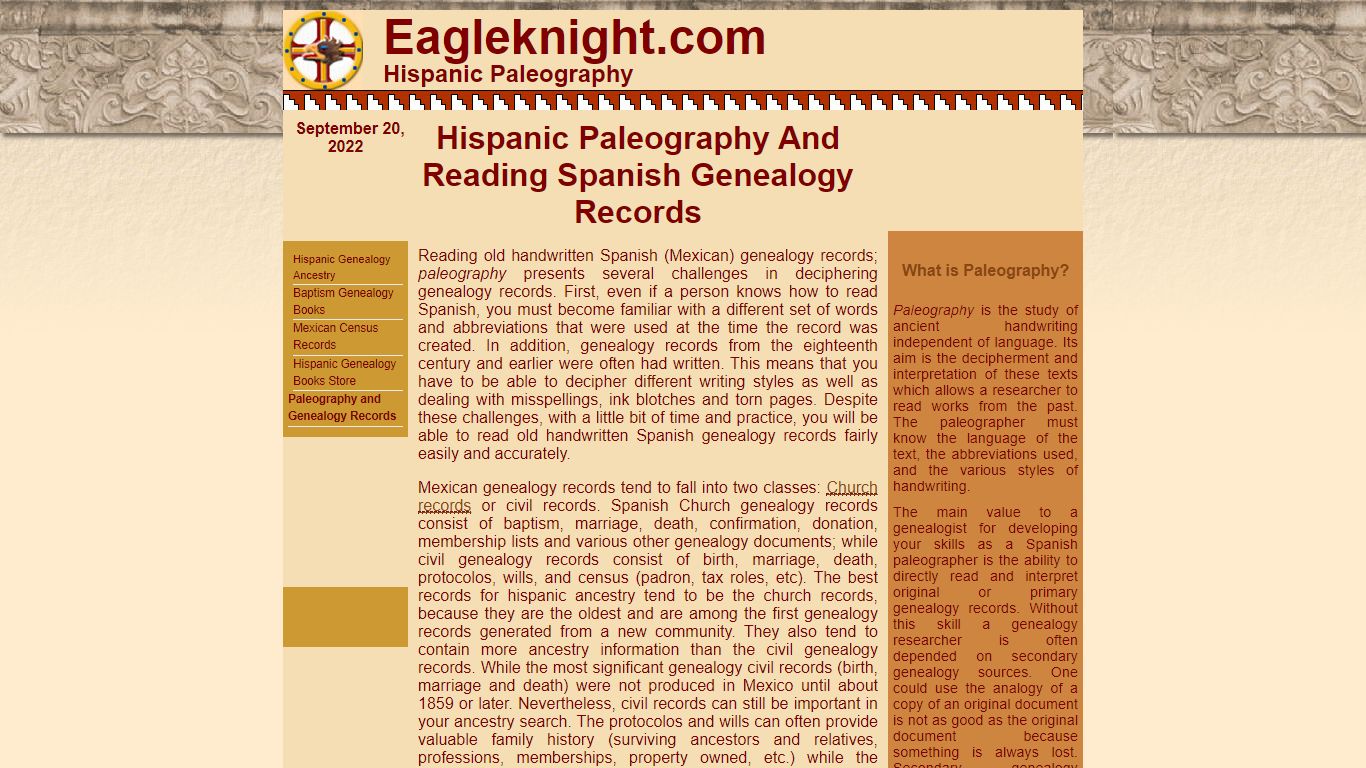 Hispanic Paleography and Reading Spanish Genealogy Records