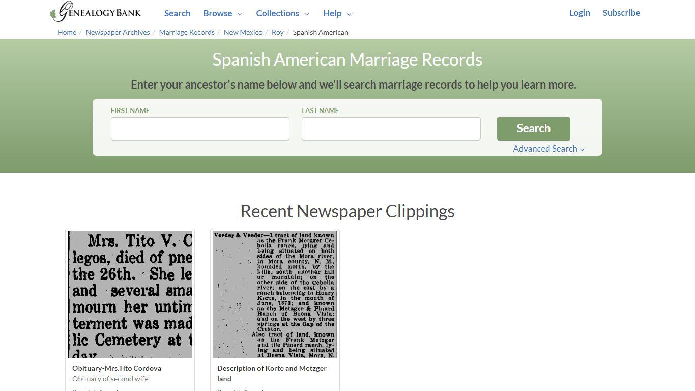 Spanish American Marriage Records Online Search